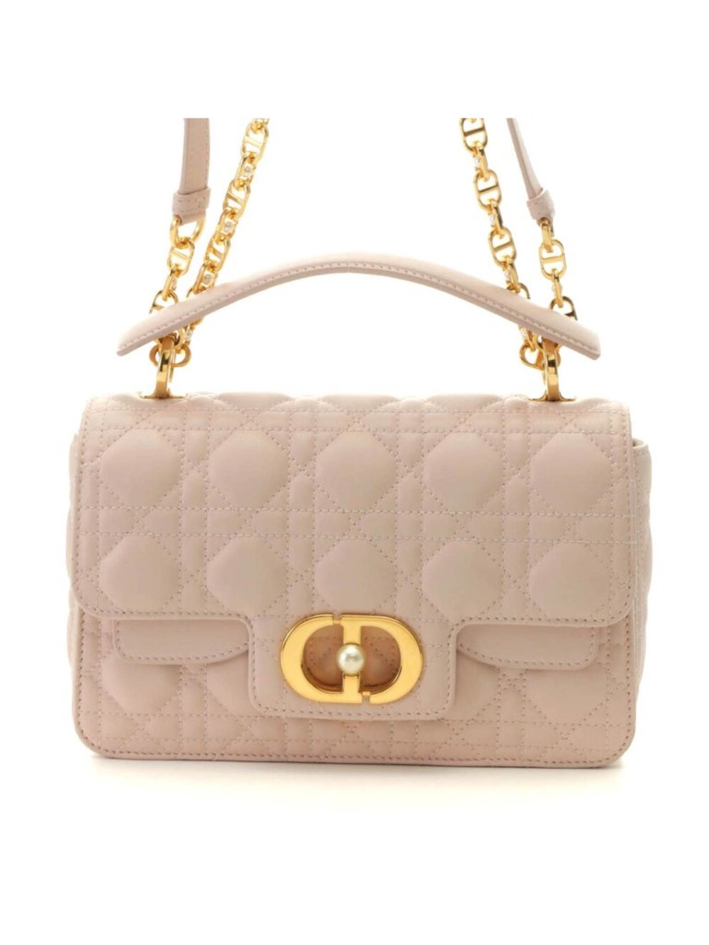 Dior Cannage Jolly Top Handle Bag Small Light Pink Handbag Leather
